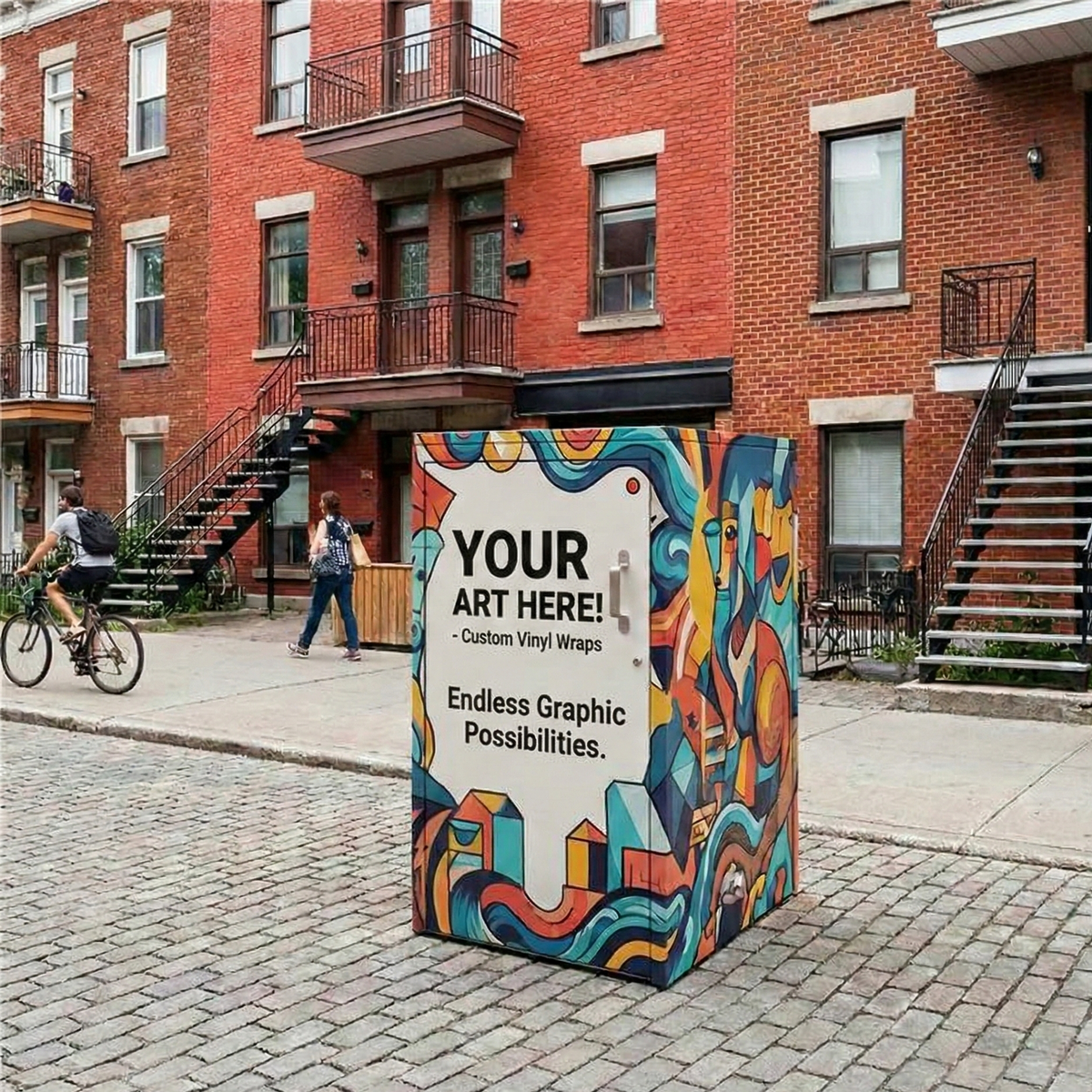 Distrik't roll-out cart enclosure in urban area
