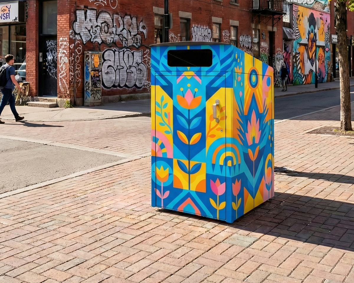 Distrikt rollout bin enclosure in urban alley