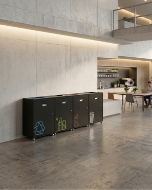 Commercial multi stream trash receptacles