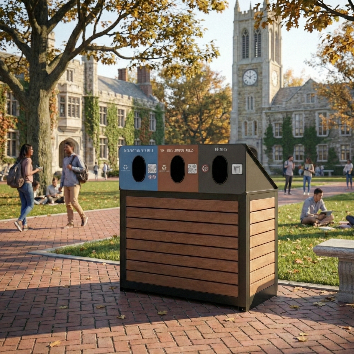 PALISSADE Bin Enclosure collection in an outdoor park environment