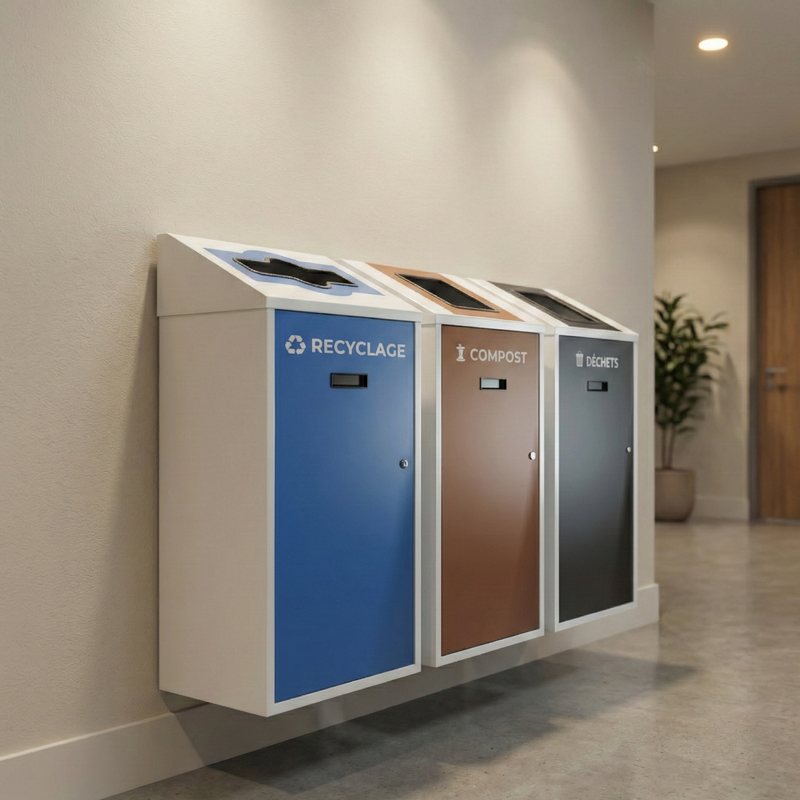 Poubelles murales pour le tri des matières résiduelles