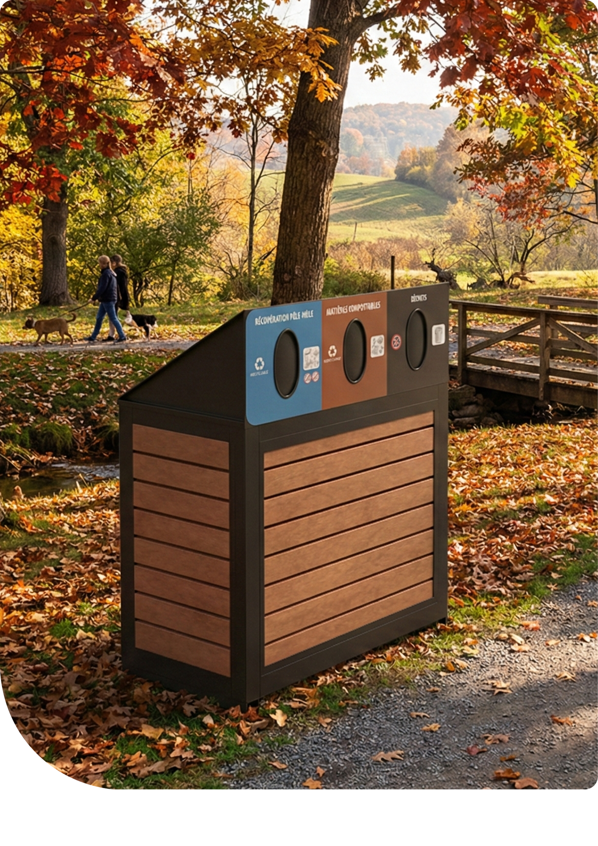 PALISSADE Bin Enclosure collection in an outdoor park environment