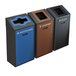 Îlot de tri Transit Latéral Mural – 3 compartiments 58 Litres