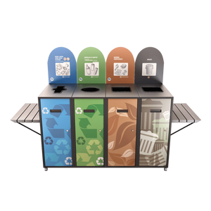 MultiPlus sorting island – 4 lanes of 87 litres with tray shelves